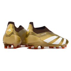 Botas de fútbol Adidas Predator 30 Elite Laceless FG doradas y rojas