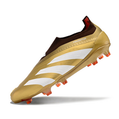 Botas de fútbol Adidas Predator 30 Elite Laceless FG doradas y rojas