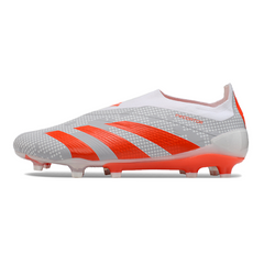 Chuteira Campo FG Adidas Predator 30 Elite Sem Cadarço Branca e Laranja