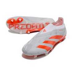Chuteira Campo FG Adidas Predator 30 Elite Sem Cadarço Branca e Laranja