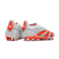 Botas de fútbol Adidas Predator 30 Elite Laceless FG blancas y naranjas