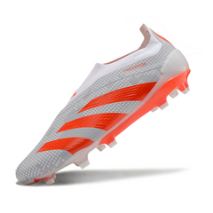 Botas de fútbol Adidas Predator 30 Elite Laceless FG blancas y naranjas