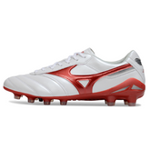 Botas de fútbol Mizuno Morelia Neo 2 Elite FG blancas y rojas