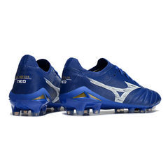 Chuteira Campo FG Mizuno Morelia Neo IV Elite Azul e Branca