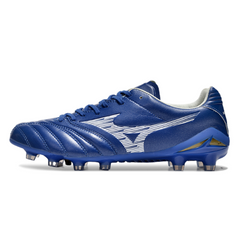Botas de fútbol Mizuno Morelia Neo IV Pro FG azul y blanco