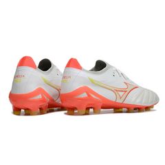 Chuteira Campo FG Mizuno Morelia Neo IV Elite Branca, Laranja e Amarela