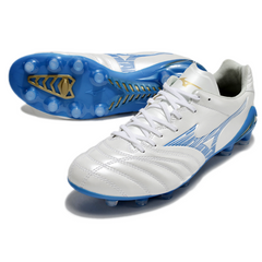 Chuteira Campo FG Mizuno Morelia Neo IV Pro Branca e Azul
