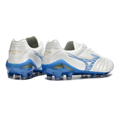 Chuteira Campo FG Mizuno Morelia Neo IV Pro Branca e Azul