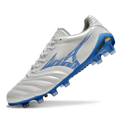 Chuteira Campo FG Mizuno Morelia Neo IV Pro Branca e Azul