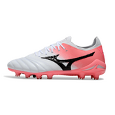 Botas de fútbol Mizuno Morelia Neo IV Elite FG en color blanco y salmón