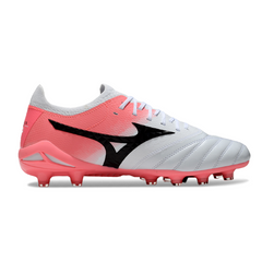 Chuteira Campo FG Mizuno Morelia Neo IV Elite Branca e Salmão