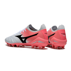 Chuteira Campo FG Mizuno Morelia Neo IV Elite Branca e Salmão