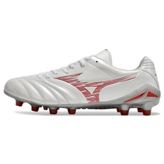 Botas de fútbol Mizuno Morelia Neo IV Pro FG blancas y rojas
