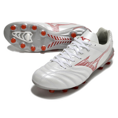 Chuteira Campo FG Mizuno Morelia Neo IV Pro Branca e Vermelha