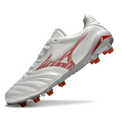Chuteira Campo FG Mizuno Morelia Neo IV Pro Branca e Vermelha