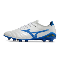 Chuteira Campo FG Mizuno Morelia Neo IV Elite Branca e Azul