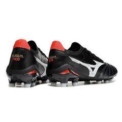 Chuteira Campo FG Mizuno Morelia Neo IV Elite Preta Branca e Vermelha