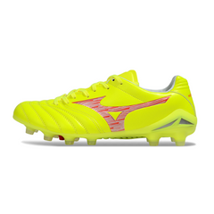 Chuteira Campo Mizuno Morelia Neo IV Pro FG Amarela e Vermelha