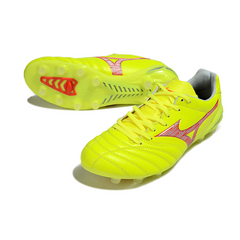 Chuteira Campo Mizuno Morelia Neo IV Pro FG Amarela e Vermelha