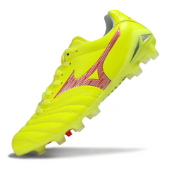 Chuteira Campo Mizuno Morelia Neo IV Pro FG Amarela e Vermelha