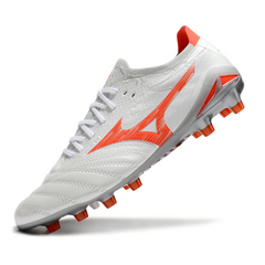 Chuteira Campo FG Mizuno Morelia Neo IV Pro Branca e Laranja