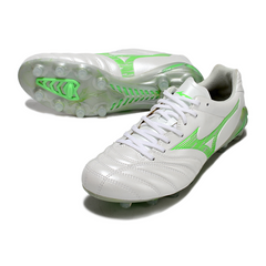 Botas de fútbol Mizuno Morelia Neo IV Pro FG en blanco y verde
