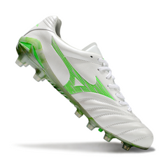 Botas de fútbol Mizuno Morelia Neo IV Pro FG en blanco y verde