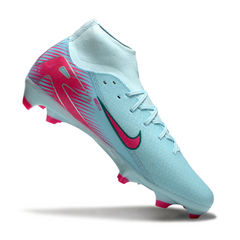 Chuteira Campo FG Nike Air Zoom Mercurial Superfly 10 Academy Azul-Clara e Rosa