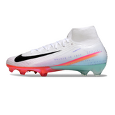 Chuteira Campo Nike Air Zoom Mercurial Superfly 10 Elite FG Branca, Rosa e Azul Claro