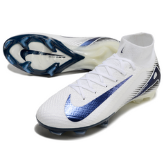Chuteira Campo FG Nike Air Zoom Mercurial Superfly 10 Elite Branca e Azul