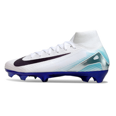 Chuteira Campo FG Nike Air Zoom Mercurial Superfly 10 Elite Branca e Azul