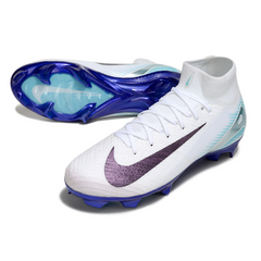 Chuteira Campo FG Nike Air Zoom Mercurial Superfly 10 Elite Branca e Azul