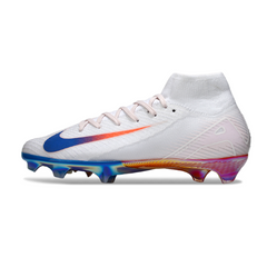 Chuteira Campo Nike Air Zoom Mercurial Superfly 10 Elite FG Branca, Azul e Vermelha