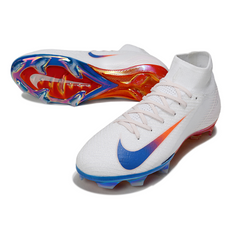 Chuteira Campo Nike Air Zoom Mercurial Superfly 10 Elite FG Branca, Azul e Vermelha