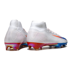 Chuteira Campo Nike Air Zoom Mercurial Superfly 10 Elite FG Branca, Azul e Vermelha