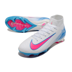 Chuteira Campo FG Nike Air Zoom Mercurial Superfly 10 Elite Branca Rosa e Azul