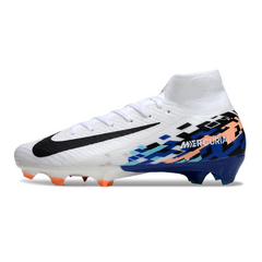Chuteira Campo FG Nike Air Zoom Mercurial Superfly 10 Elite Branca Azul e Preta