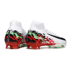 Chuteira Campo FG Nike Air Zoom Mercurial Superfly 10 Elite Branca, Vermelha e Preta