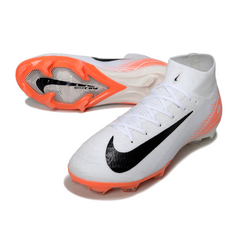 Chuteira Campo FG Nike Air Zoom Mercurial Superfly 10 Elite Branca e Laranja