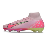 Chuteira Campo Nike Air Zoom Mercurial Superfly 10 Elite FG Rosa e Verde Claro