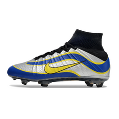 Chuteira Campo Nike Mercurial Superfly 4 Elite FG Cinza e Azul