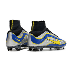 Chuteira Campo Nike Mercurial Superfly 4 Elite FG Cinza e Azul