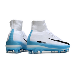 Chuteira Campo Nike Mercurial Superfly 5 Elite FG Branca e Azul Claro