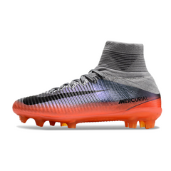 Chuteira Campo FG Nike Mercurial Superfly 5 Elite Cinza e Laranja