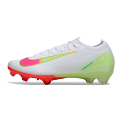 Botas de fútbol Nike Air Zoom Mercurial Vapor 16 Elite blancas, rosas y verdes para terreno firme (FG).