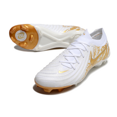 Chuteira Campo FG Nike Phantom GX2 Elite Branca e Dourada