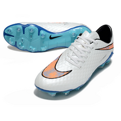 Chuteira Campo Nike Phantom Hypervenom Elite FG Branca, Azul e Laranja