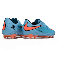 Chuteira Campo Nike Phantom Hypervenom Elite FG Azul Claro e Laranja