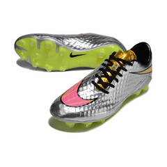 Chuteira Campo Nike Phantom Hypervenom Elite FG Cinza, Dourado e Rosa