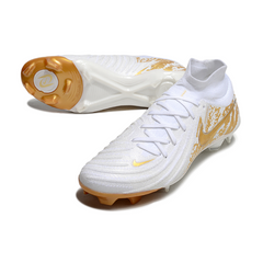 Chuteira Campo FG Nike Phantom Luna 2 Elite Branca e Dourada